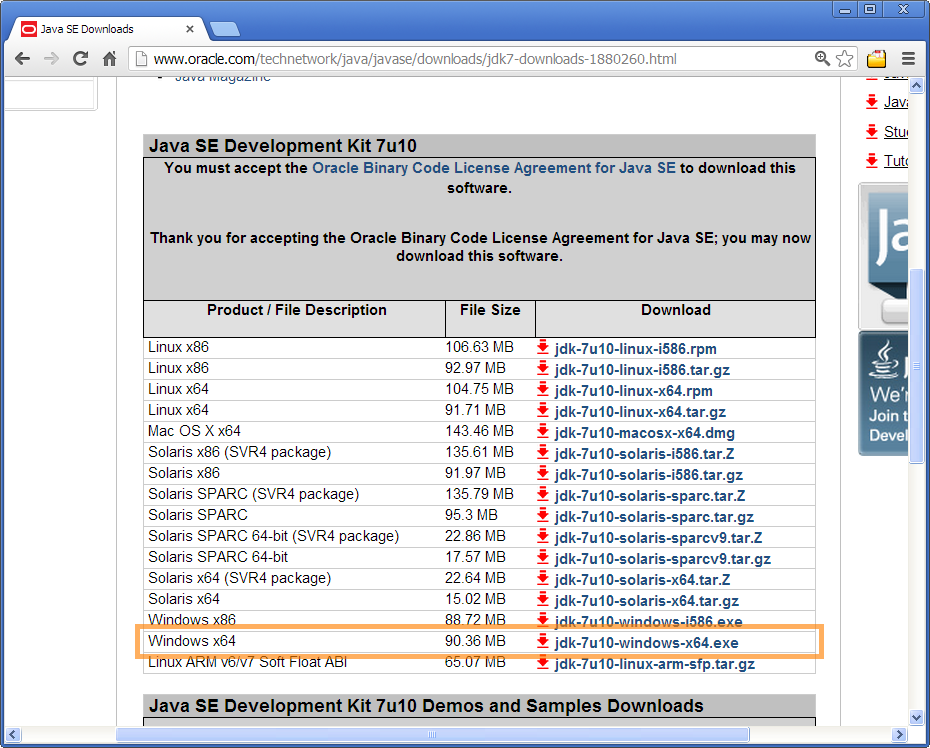 java se development kit 7 download 64 bit