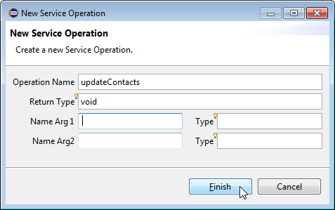 new operation updatecontacts