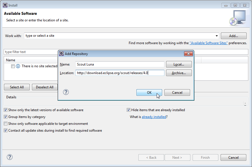 eclipse add repository