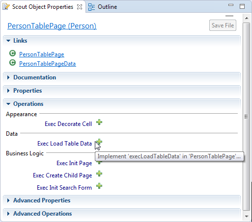 implement execloadtabledata properties