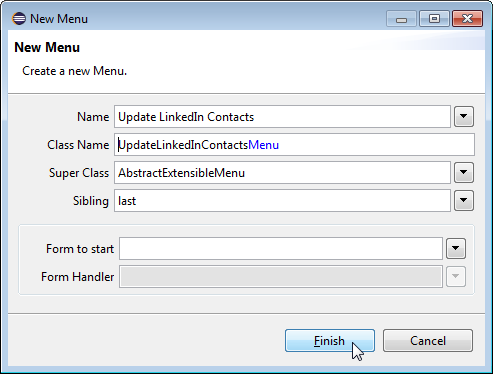 new menu updatecontacts