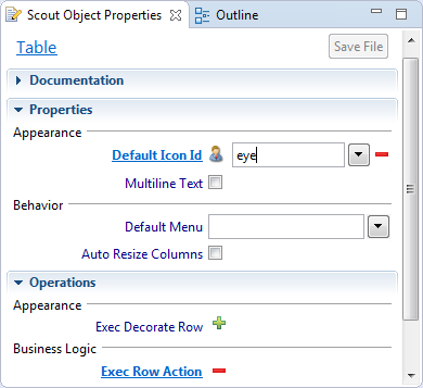 person table properties