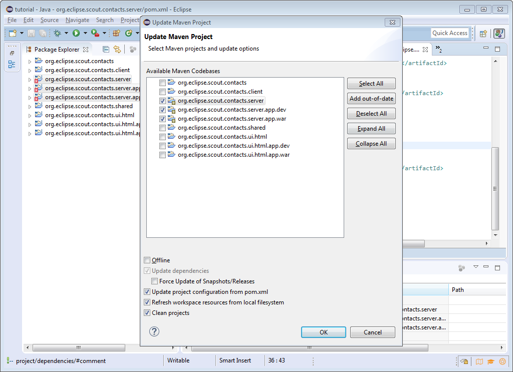 contacts tutorial update server modules