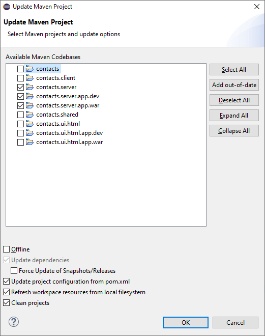 contacts tutorial update server modules