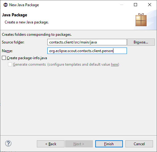 sdk new package wizard