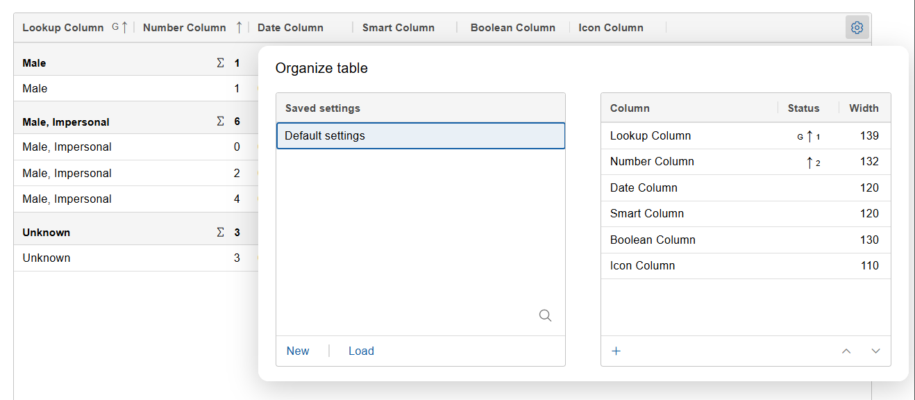 table organizer form
